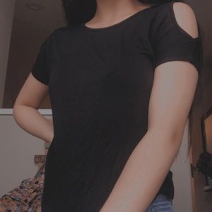 Black cold shoulder top